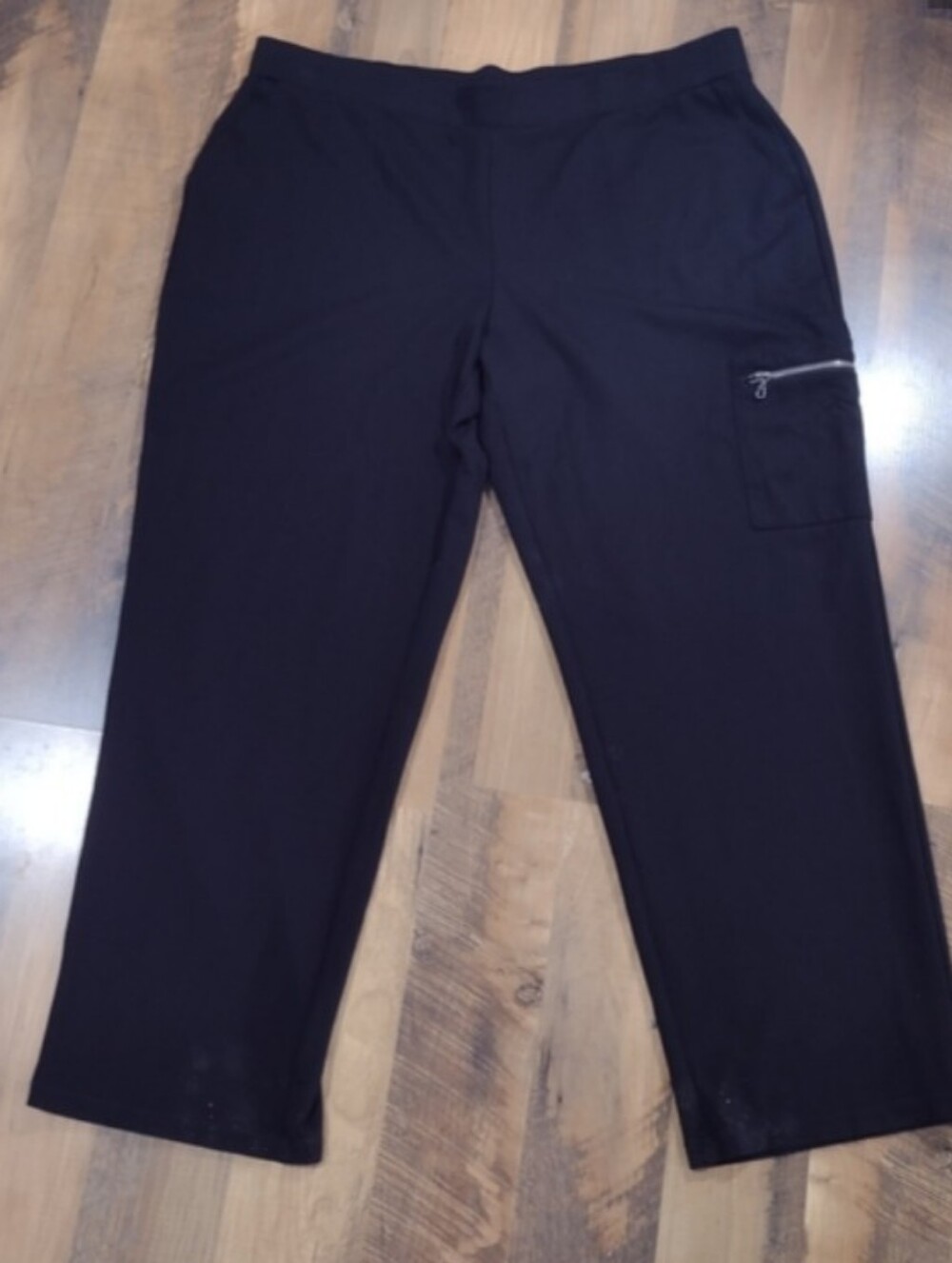Susan Graver Black Women's Jogger Lounge  with Zip Pocket Sz Lg